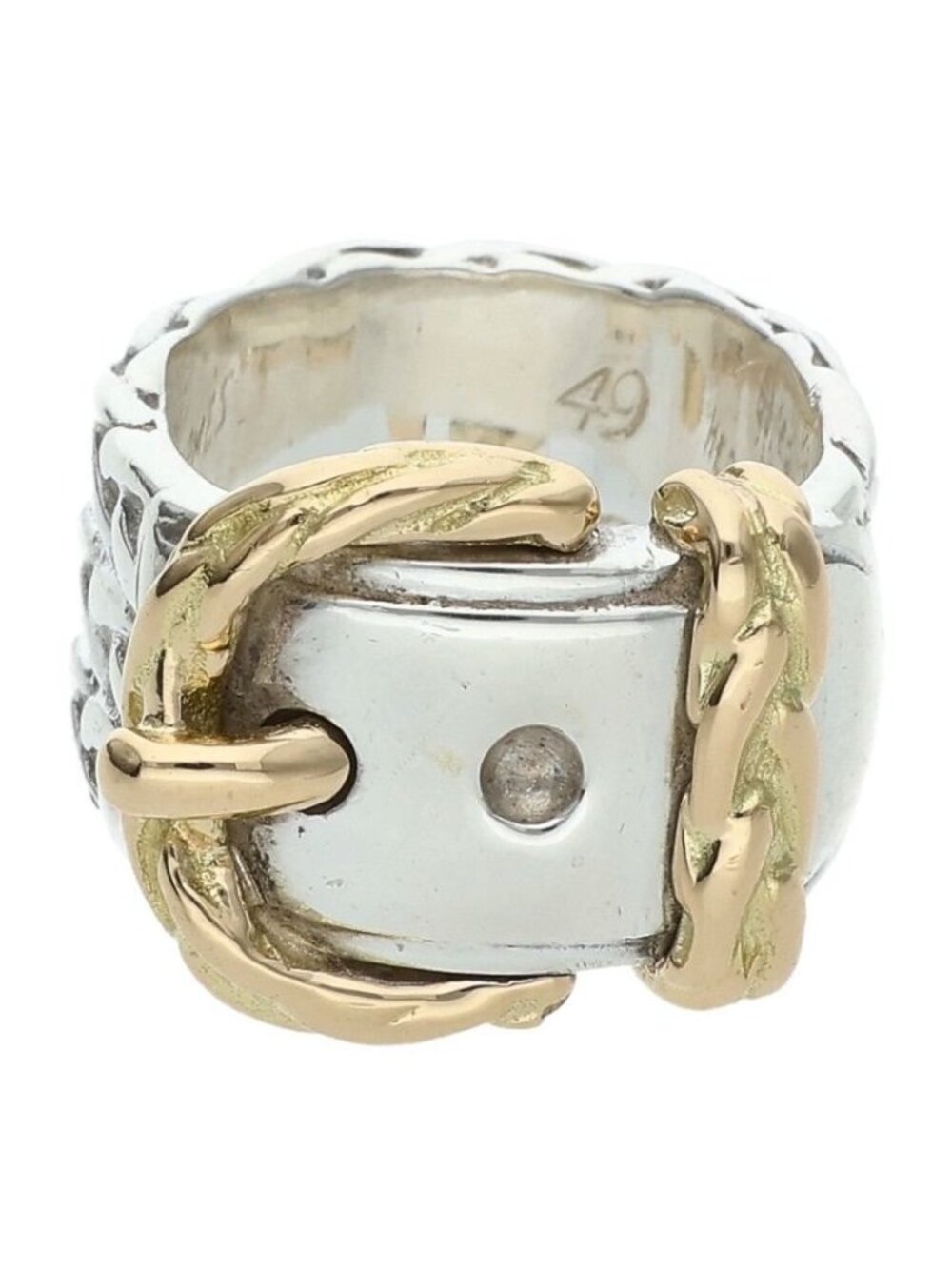 Hermes Diane 18k Yellow Gold Silver Ring